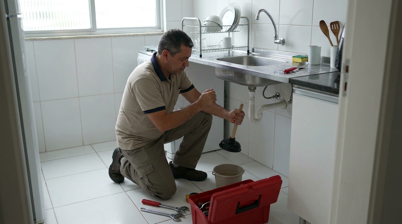 Desentupimento de pia residencial em Lajeado‑RS