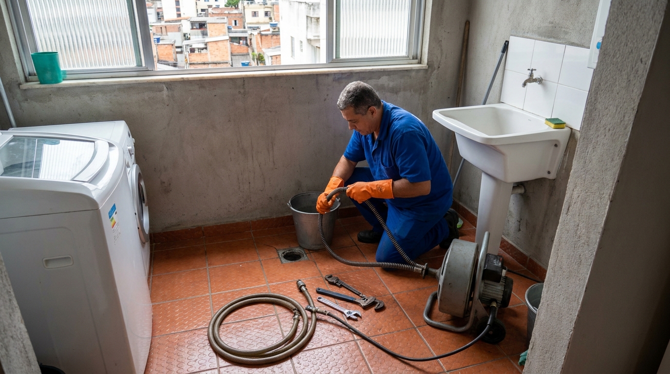 Desentupimento de ralo com equipamento em Lajeado‑RS