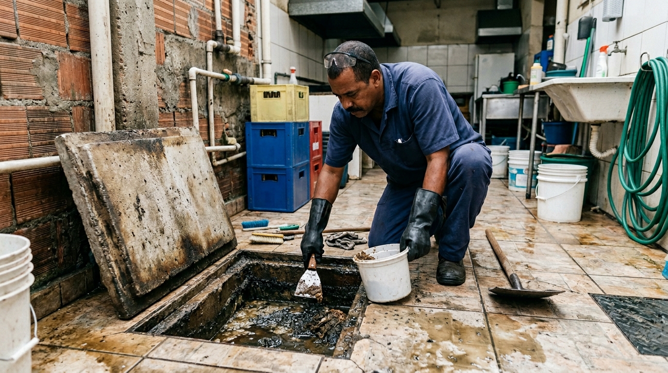 Limpeza de caixa de gordura residencial em Lajeado‑RS