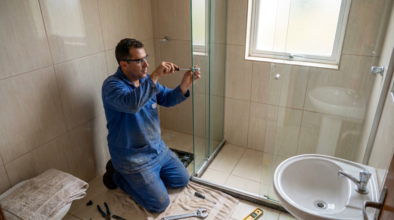 Técnico realizando manutenção de box em Lajeado‑RS